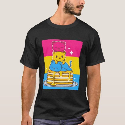かわいい猫のパンセクシュアルPride Flag LGBTQ Tシャツ (正面)