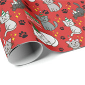 かわいい猫のパーソナライズされたクリスマス ラッピングペーパー (ロールコーナー)
