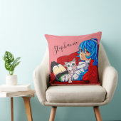 かわいい猫のパーソナライズされた女の子 クッション (椅子)