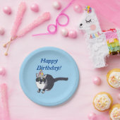 かわいい猫のパーティーの帽子のハッピーバースデーのプレート ペーパープレート (パーティー)