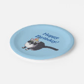 かわいい猫のパーティーの帽子のハッピーバースデーのプレート ペーパープレート (アングル)