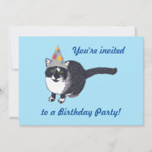 かわいい猫のパーティーハット 誕生日パーティーの招待状