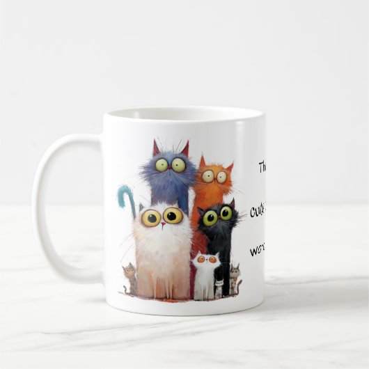 かわいい猫のビデオを見る コーヒーマグカップ (左)