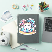 かわいい猫のビーチデザイン シール (iPadカバー)