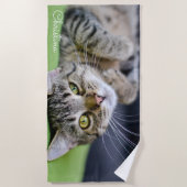 かわいい猫のビーチパーソナライズされたタオル ビーチタオル (正面)