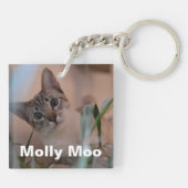 かわいい猫のピエロイラストレーションとLOVE写真 キーホルダー (裏面)