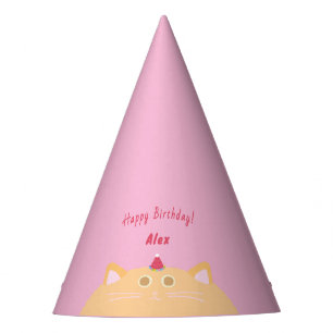 かわいい猫のピンクの誕生日パーティーハット パーティーハット