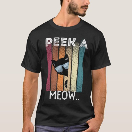 かわいい猫のピーク・ア・ミャオ Tシャツ (正面)