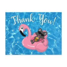 かわいい猫のフラミンゴ子供誕生日プールパーティー