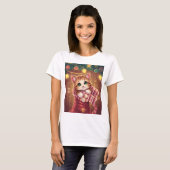 かわいい猫のブーツクリスマスTシャツ Tシャツ (正面フル)