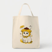 かわいい猫のプリン帽子ハロー可愛いアート トートバッグ (正面)