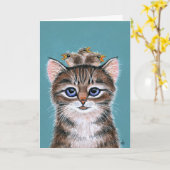 かわいい猫のベビー鳥のカード カード (黄色い花)