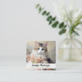 かわいい猫のペットシッターと犬の散歩代行 スクエア名刺 (スタンド正面)