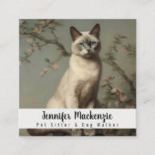 かわいい猫のペットシッターと犬の散歩代行 スクエア名刺 (正面)