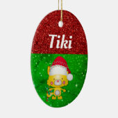かわいい猫のペット名クリスマス セラミックオーナメント (右)