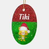 かわいい猫のペット名クリスマス セラミックオーナメント (左)