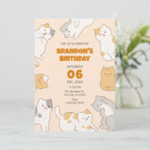 かわいい猫のペット誕生日 招待状 (スタンド正面)