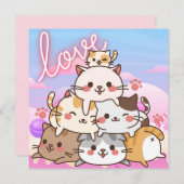 かわいい猫のホリデーカード シーズンカード (正面/裏面)