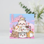 かわいい猫のホリデーカード シーズンカード (スタンド正面)