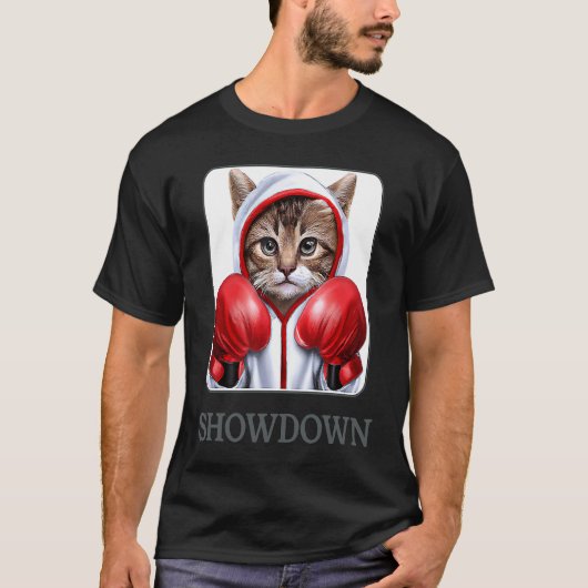 かわいい猫のボクシングの対決 猫好きにぴったり Tシャツ (正面)