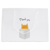 かわいい猫のポケットで、ブーを覗く、コスチュームハロウィーン ラージペーパーバッグ (正面)