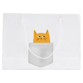 かわいい猫のポケットで、ブーを覗く、コスチュームハロウィーン ラージペーパーバッグ (裏面)