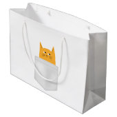 かわいい猫のポケットで、ブーを覗く、コスチュームハロウィーン ラージペーパーバッグ (裏面アングル)