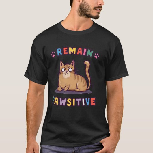 かわいい猫のポジティブなおふざけ Tシャツ (正面)