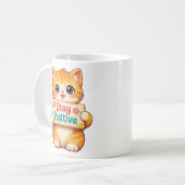 かわいい猫のポジティブなイラスト コーヒーマグカップ (正面左)
