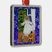 かわいい猫のマウスのくるみ割りのバレエの雪のオーナメント メタルオーナメント (右)