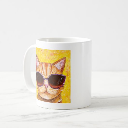 かわいい猫のマグおもしろいな猫のマグのオレンジ虎猫猫のマグ コーヒーマグカップ (正面左)