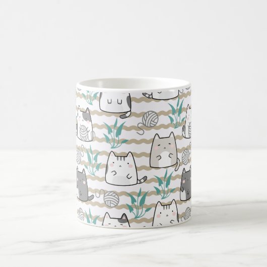 かわいい猫のマグよくはしゃぐ – 糸で子猫 コーヒーマグカップ (中央)