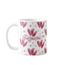 かわいい猫のマグカップ - ハートと星, オリジナル写真対応