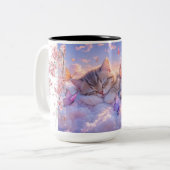 かわいい猫のママのコーヒーマグ ツートーンマグカップ (正面左)