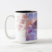 かわいい猫のママのコーヒーマグ ツートーンマグカップ (左)