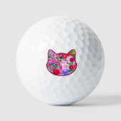 かわいい猫のママギフト - モダンな花柄の猫好き  ゴルフボール (正面)