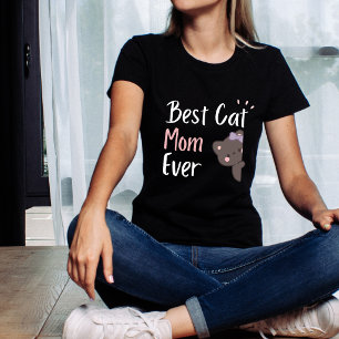 かわいい猫のママ ピンクのリボン かわいいデザイン トライブレンドTシャツ