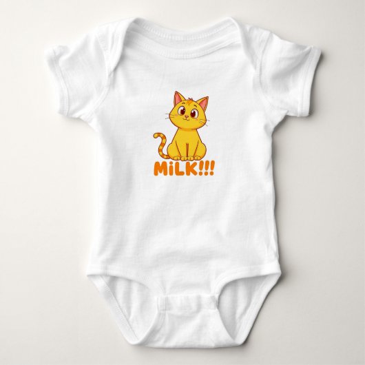 🐱 かわいい猫のミルクベビーボディスーツ 楽しい赤ちゃんのギフト ベビーボディスーツ (正面)