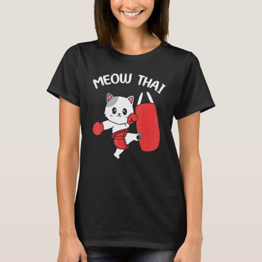 かわいい猫のムエタイ Tシャツ (正面)
