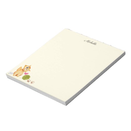 かわいい猫のメモ帳あなたの名前文字 ノートパッド (回転)