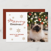 かわいい猫のメowyクリスマス写真 シーズンカード (正面/裏面)