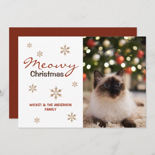 かわいい猫のメowyクリスマス写真 シーズンカード (正面/裏面)