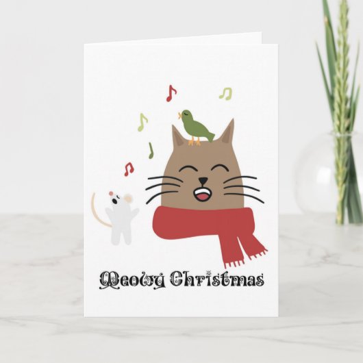 かわいい猫のメowyクリスマス シーズンカード (正面)