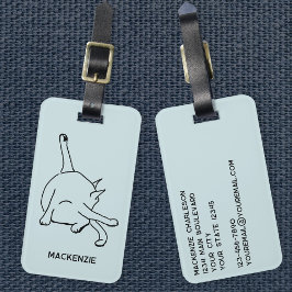 かわいい猫のユーモア パーソナライズドラインアート ラゲッジタグ