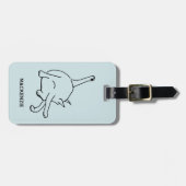 かわいい猫のユーモア パーソナライズドラインアート ラゲッジタグ (正面横)