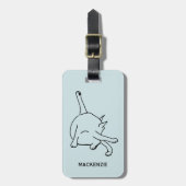 かわいい猫のユーモア パーソナライズドラインアート ラゲッジタグ (正面縦)