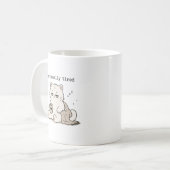 かわいい猫のユーモア 気疲れ コーヒーマグカップ (正面左)
