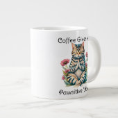 かわいい猫のヨガポーズ瞑想面白い猫の名言 ジャンボコーヒーマグカップ (正面右)