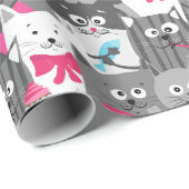 かわいい猫のラッピング紙 ラッピングペーパー (ロールコーナー)