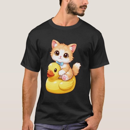 かわいい猫のラバーダック Tシャツ (正面)